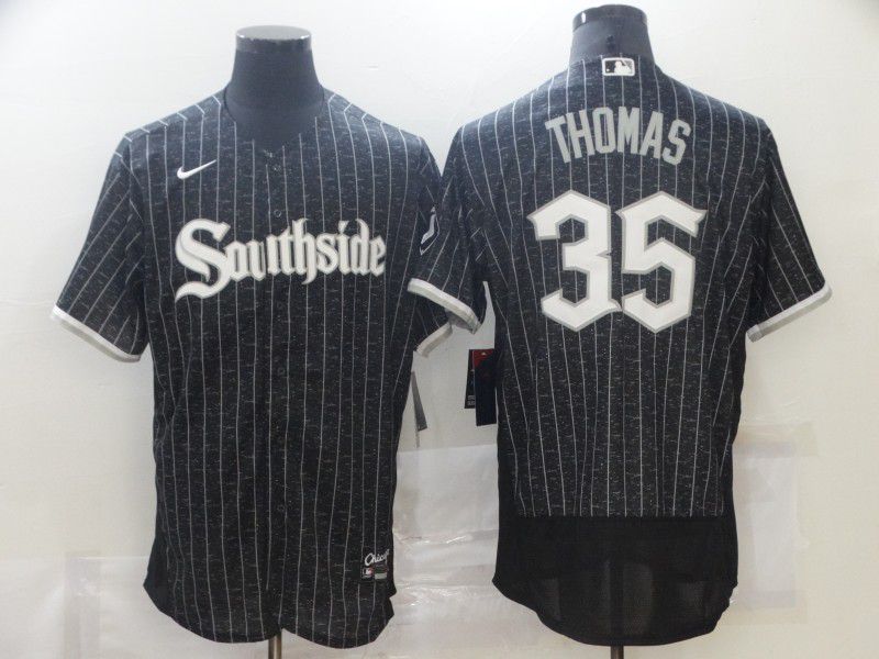 Men Chicago White Sox 35 Thomas City Edition Black Elite Nike 2021 MLB Jerseys